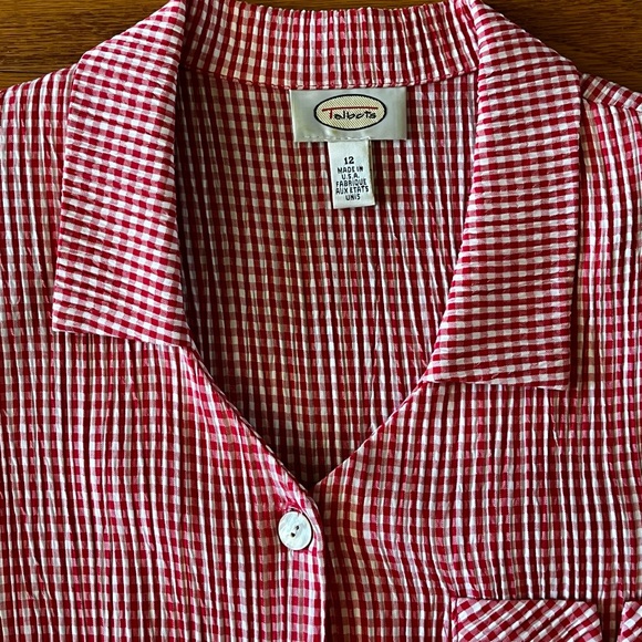 Talbots Red and White Gingham Maxi Shirt Dress - Picture 2 of 10